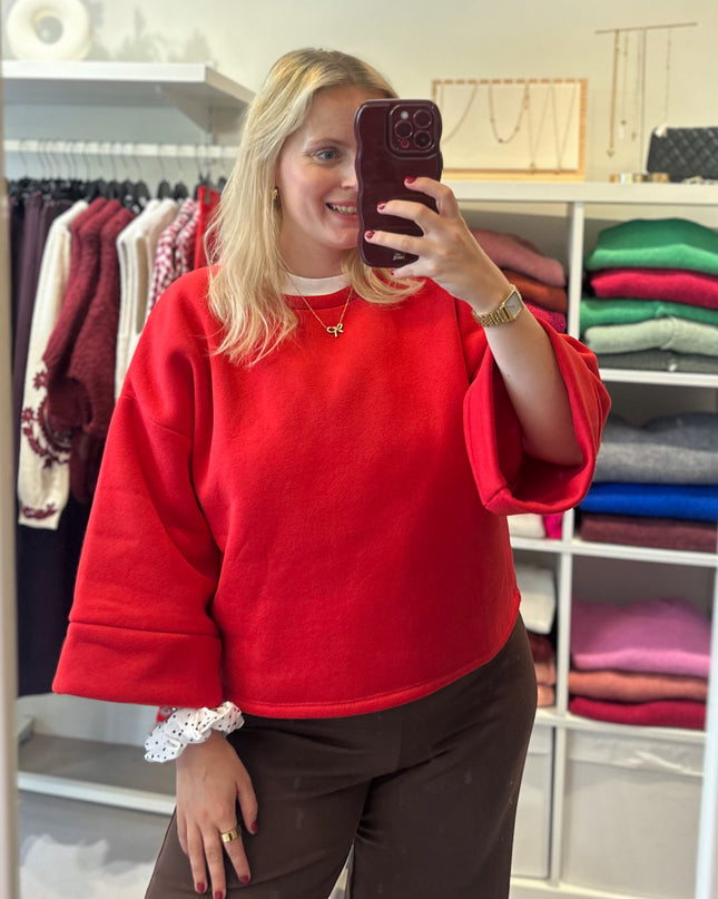 Short Sleeve Sweater Red