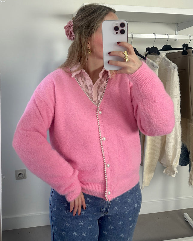 Pearly Cardigan Pink