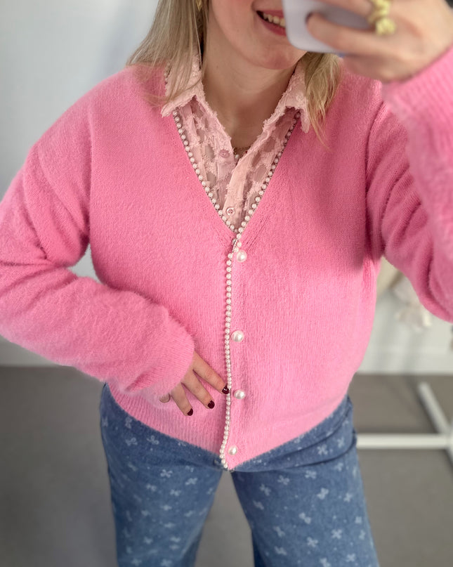 Pearly Cardigan Pink
