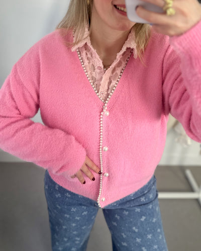 Pearly Cardigan Pink