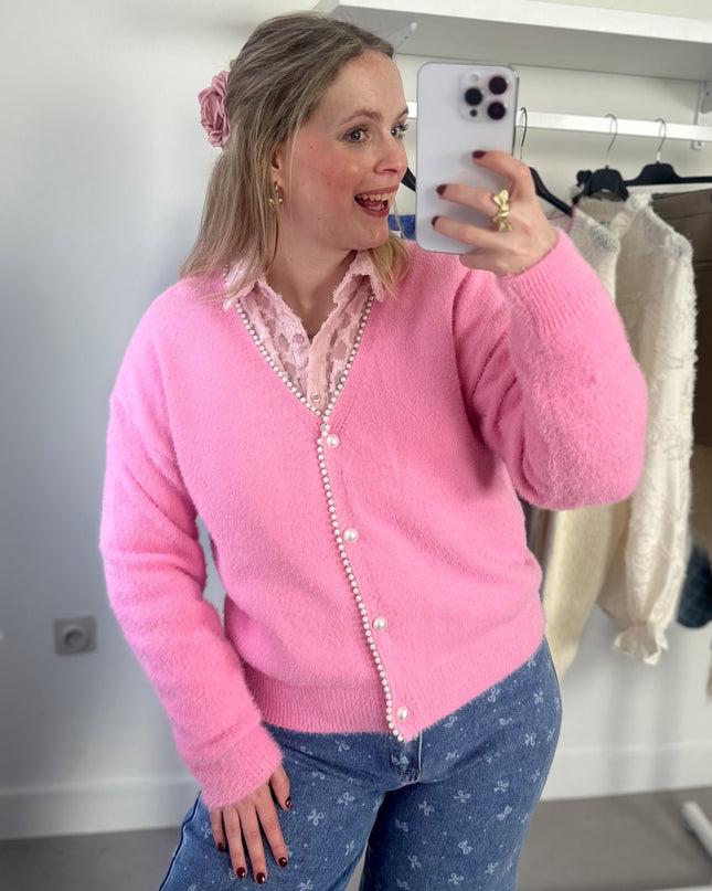 Pearly Cardigan Pink