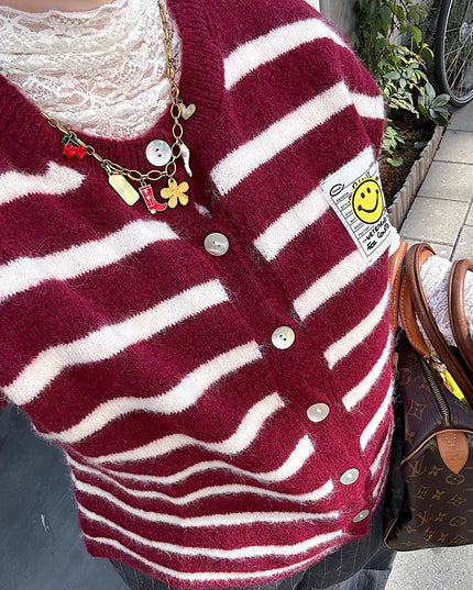 Bordeaux White Striped Debardeur Smile