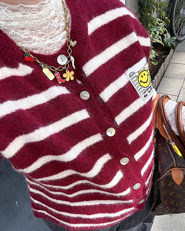 Bordeaux White Striped Debardeur Smile