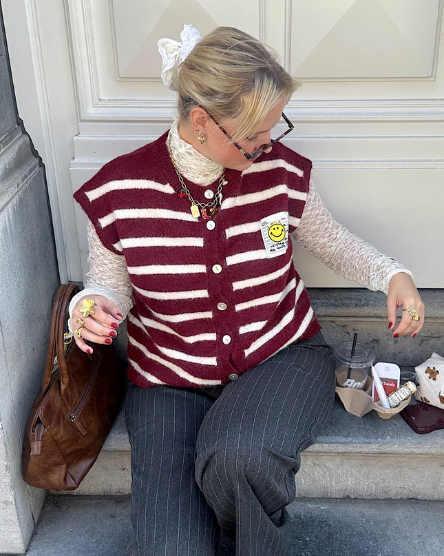 Bordeaux White Striped Debardeur Smile