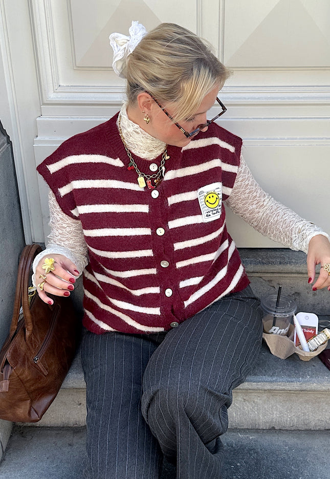 Bordeaux White Striped Debardeur Smile