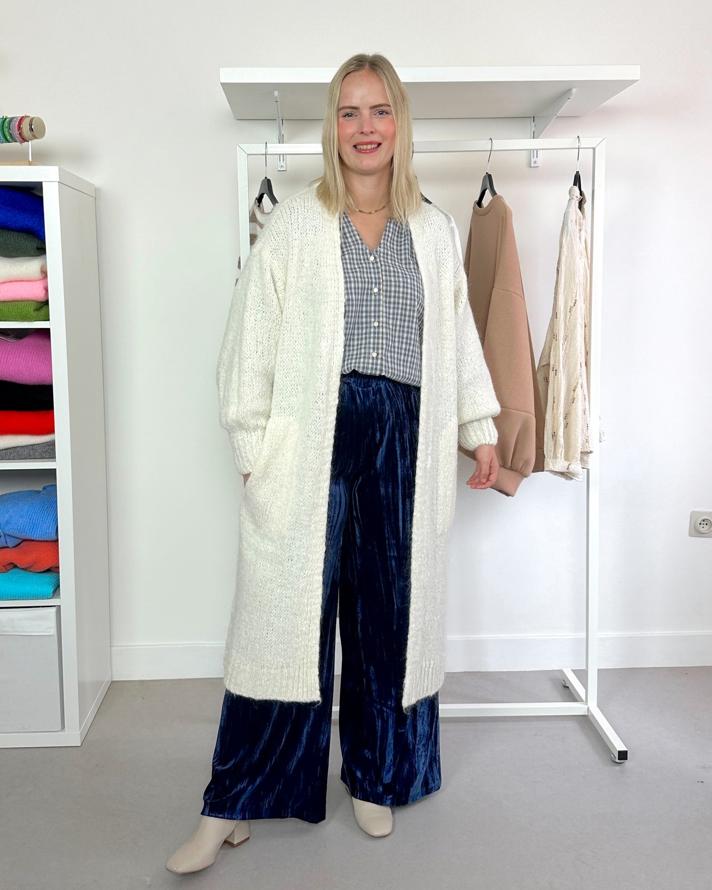 Lange cardigan Crème - long