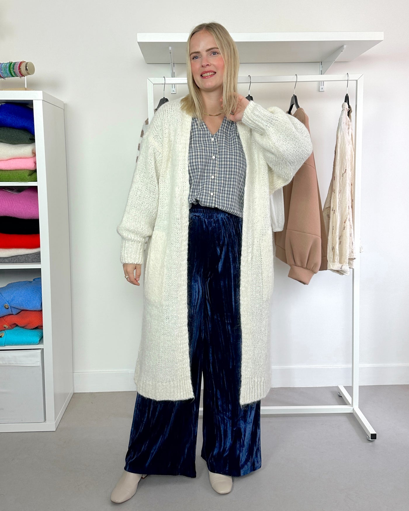 Lange cardigan Crème - long