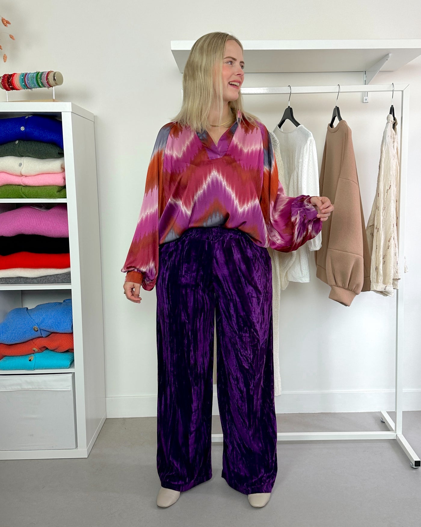 Blouse Magenta Print