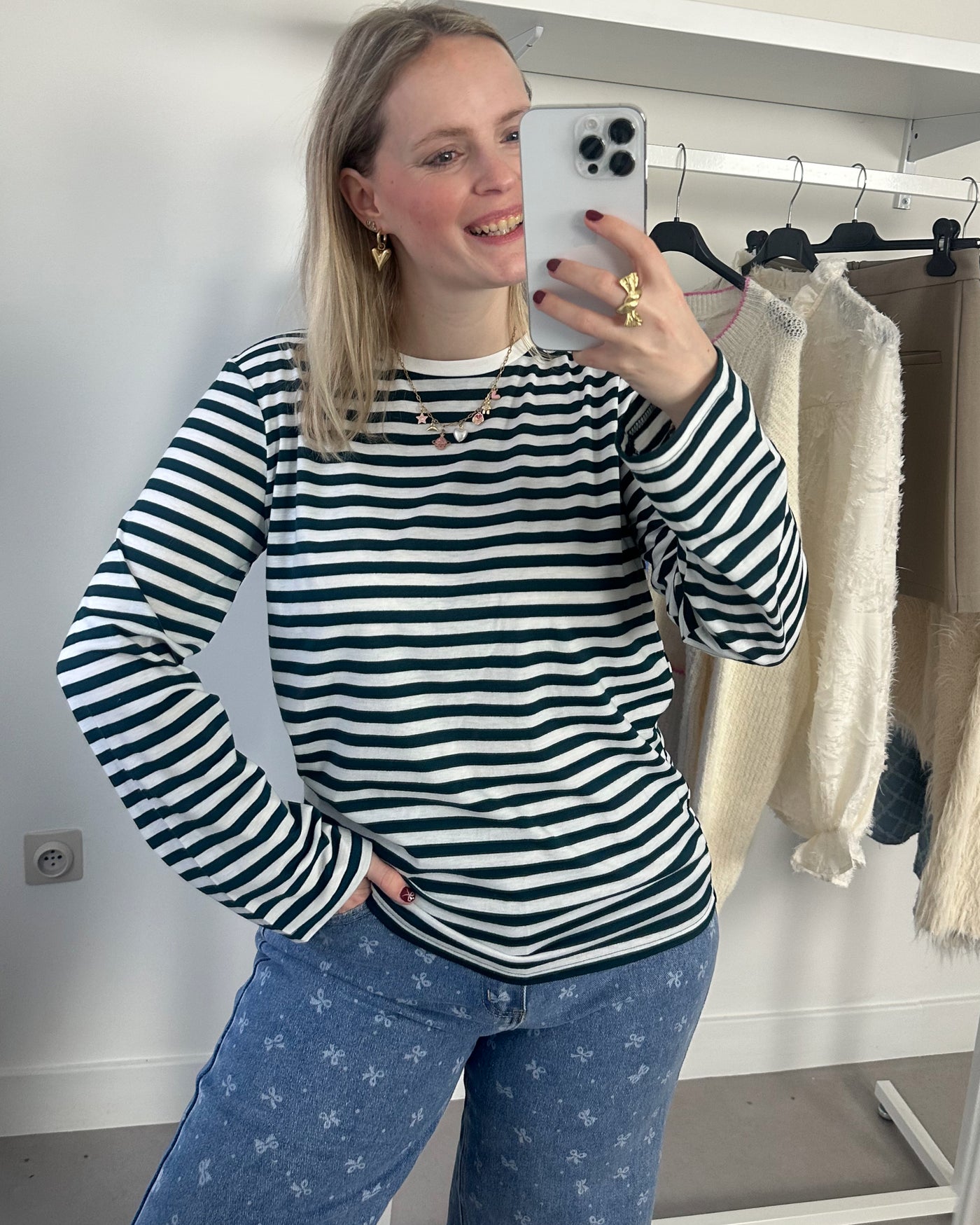 Hico Striped Tee Pine