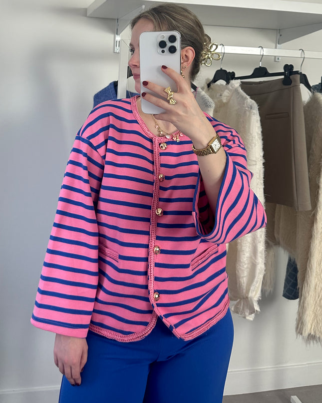 Spring Striped Cardigan Kobalt Pink