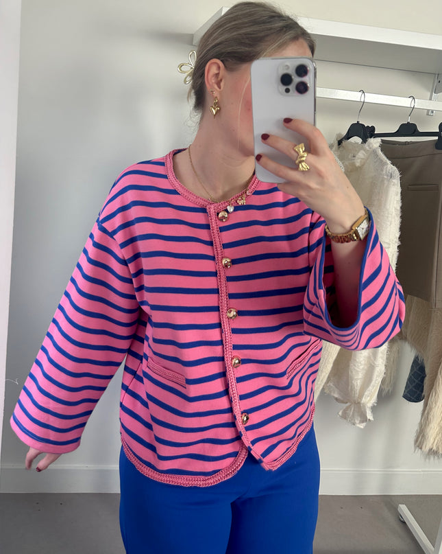 Spring Striped Cardigan Kobalt Pink