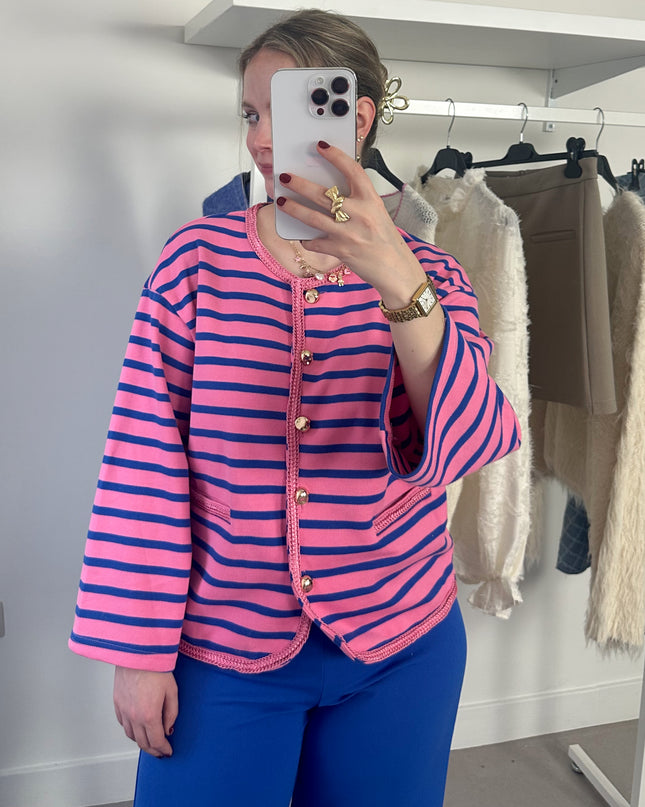 Spring Striped Cardigan Kobalt Pink