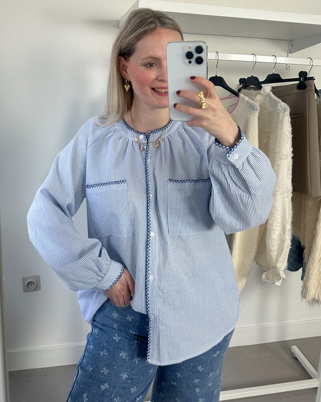 Blue Stripe Spring Blouse