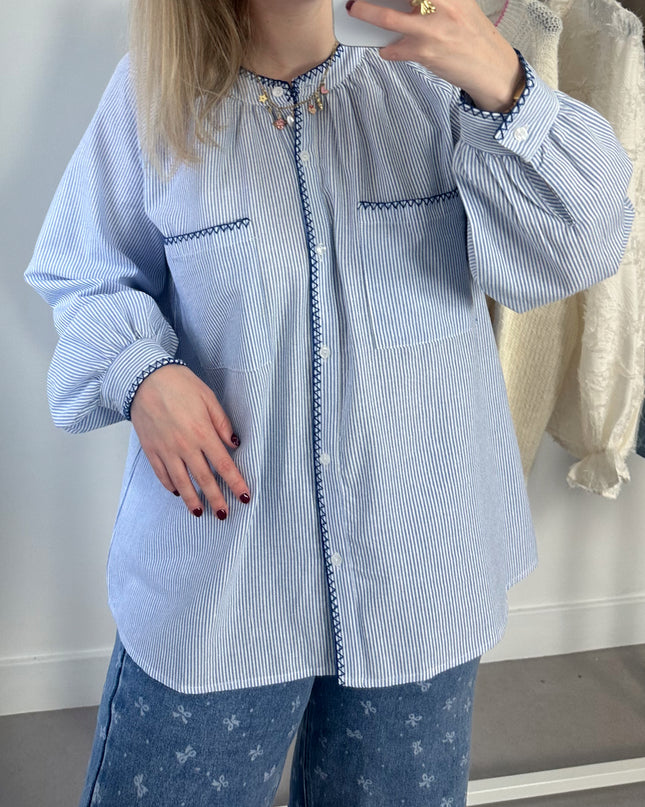 Blue Stripe Spring Blouse