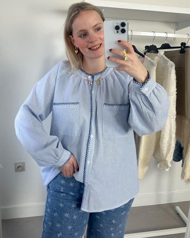 Blue Stripe Spring Blouse