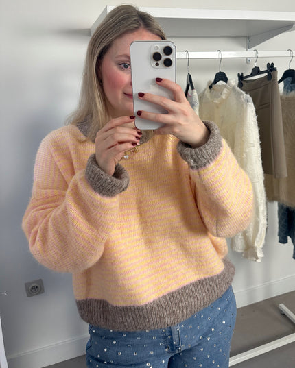 Grey Yellow Striped Knit