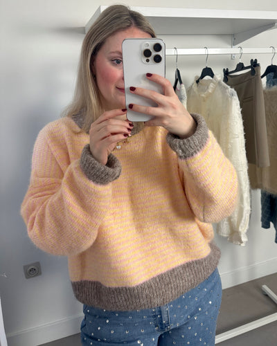 Grey Yellow Striped Knit