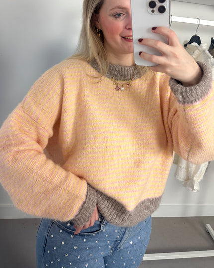 Grey Yellow Striped Knit