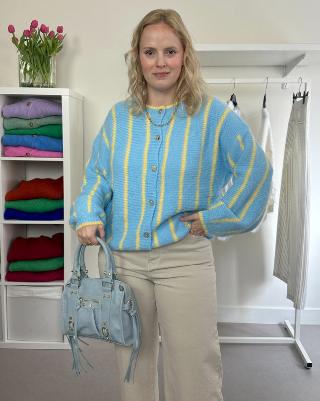 Blue Yellow Striped Cardigan