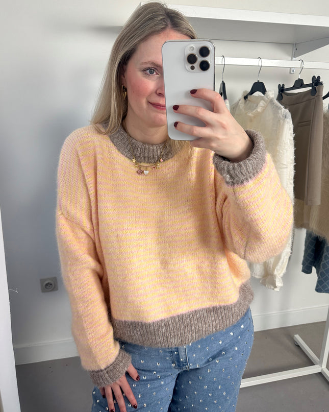 Grey Yellow Striped Knit