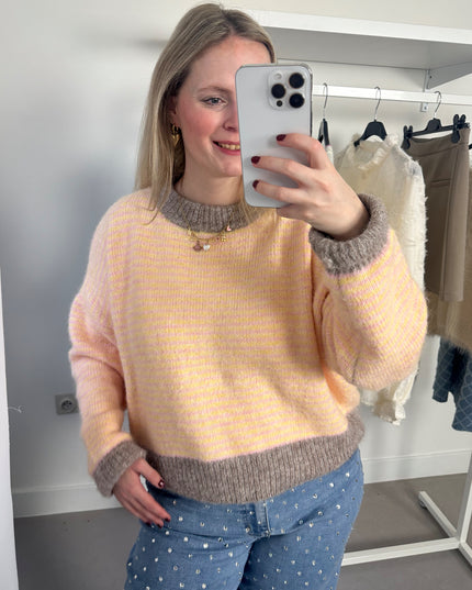 Grey Yellow Striped Knit