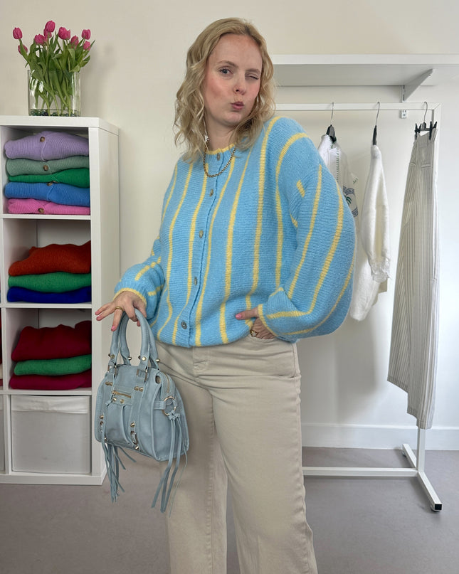 Blue Yellow Striped Cardigan
