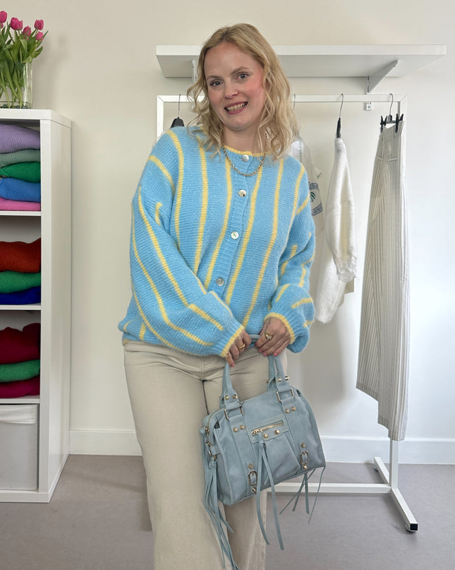 Blue Yellow Striped Cardigan