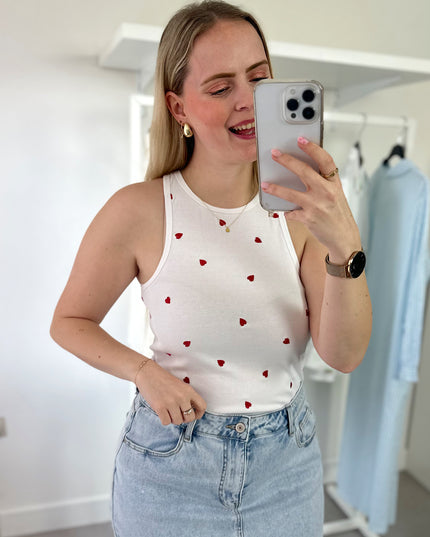 Hearts Top White