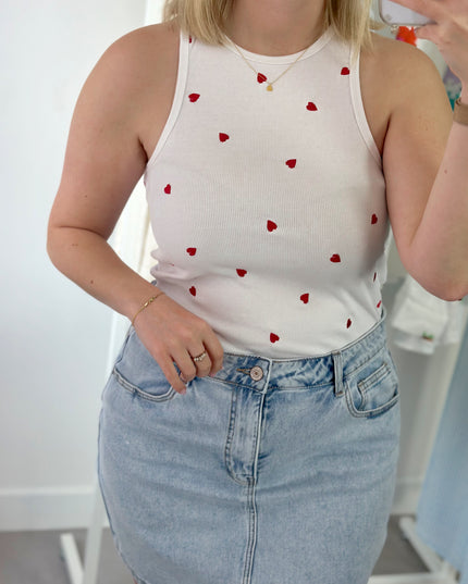 Hearts Top White