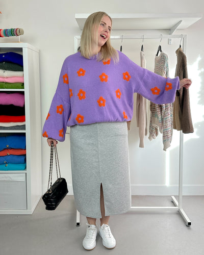 Flower Trui Lilac Orange