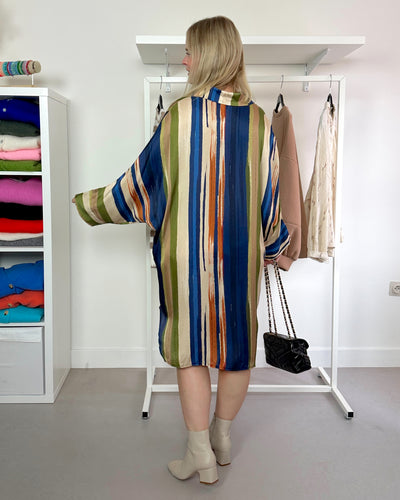 Satin Dress Blue Print