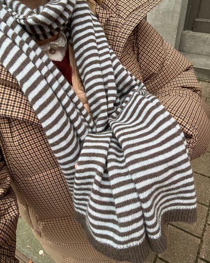 Striped Scarf Choco Blue Cashmere Blend