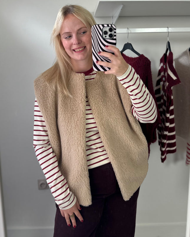 Teddy Beige Sleeveless Vest