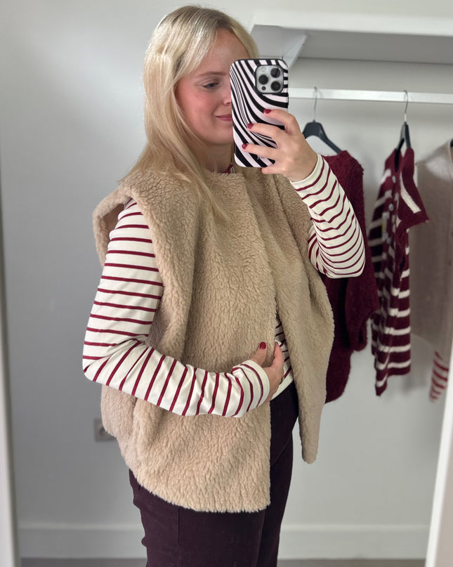 Teddy Beige Sleeveless Vest