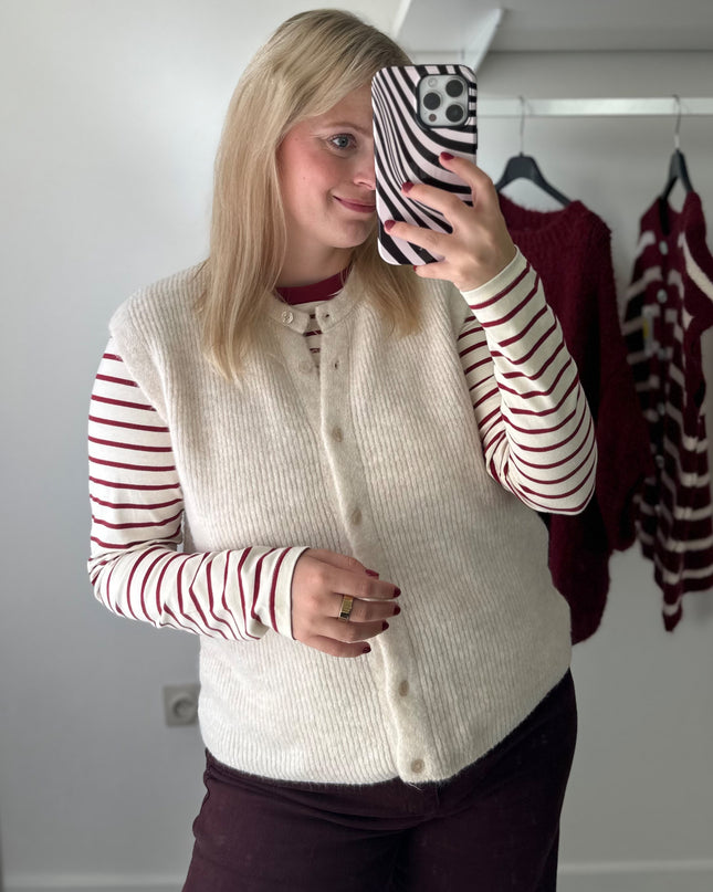 Sleeveless Cardigan Buttons Cream