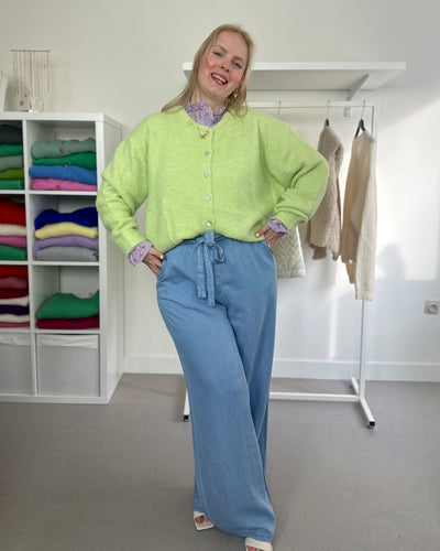 Round Neck Cardigan Green