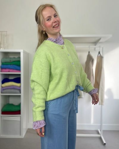 Round Neck Cardigan Green