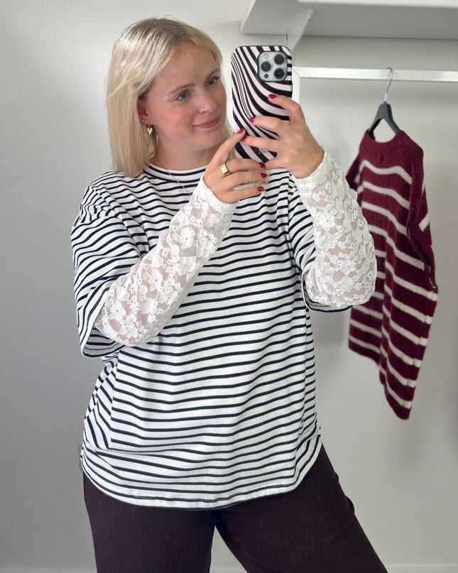 Navy Longsleeve Top Lace Detail