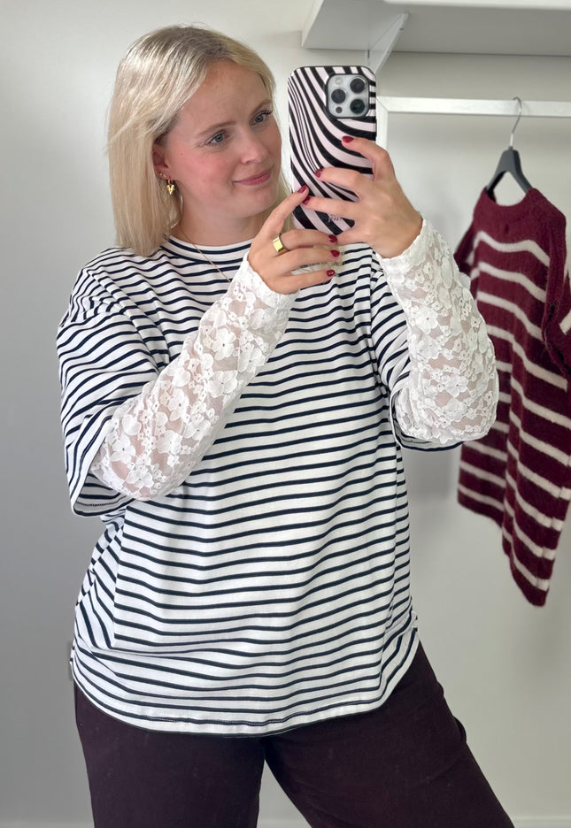 Navy Longsleeve Top Lace Detail
