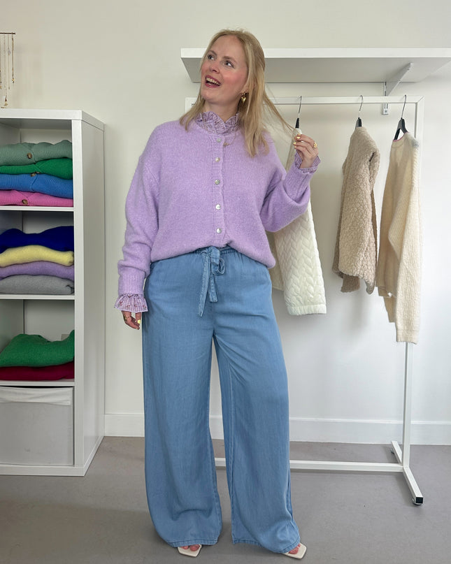 Round Neck Cardigan Lilac