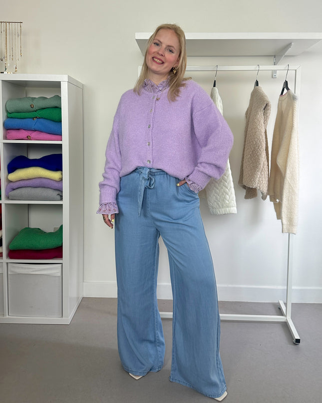 Round Neck Cardigan Lilac