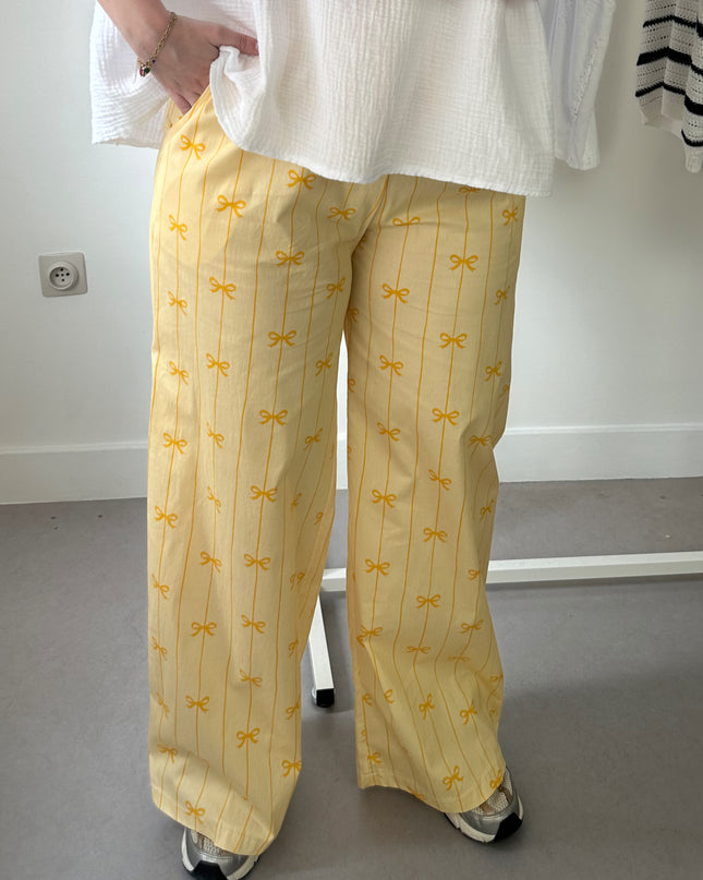 Yellow Bow Stripe Pants