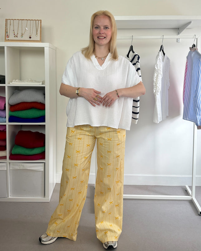 Yellow Bow Stripe Pants