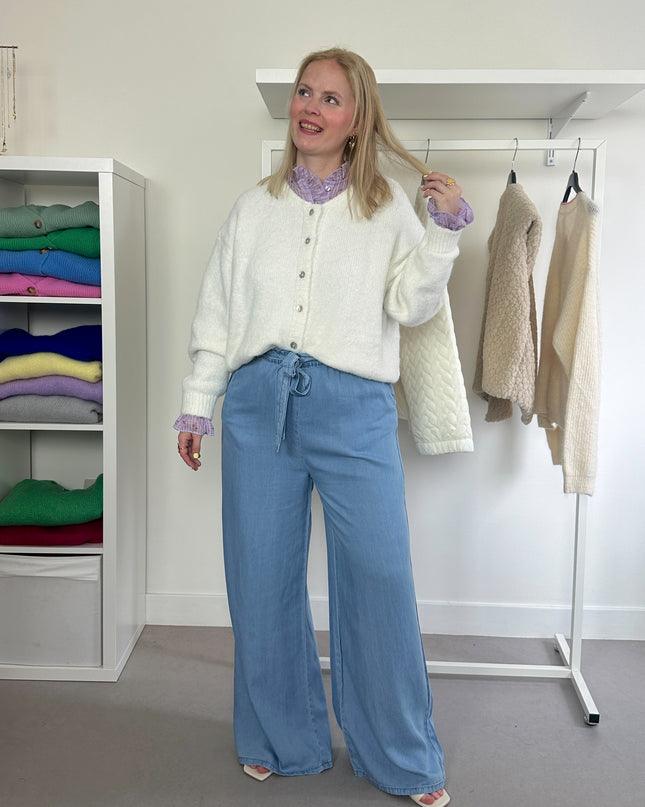 Round Neck Cardigan White