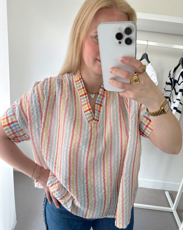 Short Sleeved Rainbow Blouse