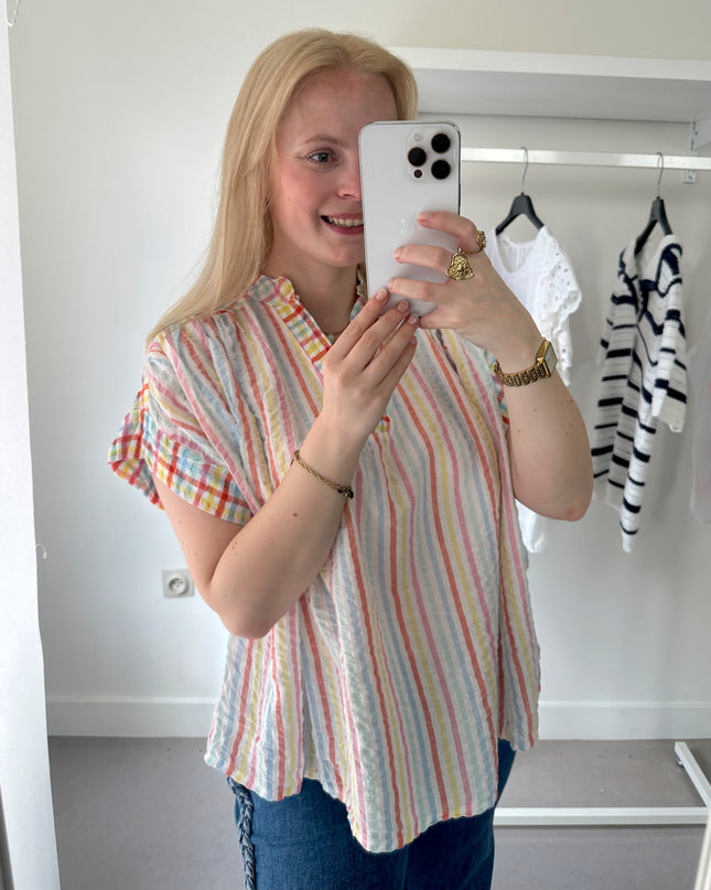 Short Sleeved Rainbow Blouse