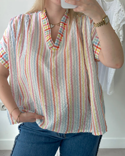 Short Sleeved Rainbow Blouse