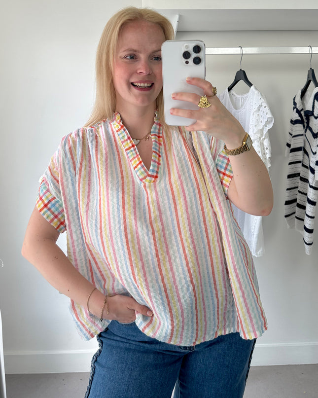 Short Sleeved Rainbow Blouse