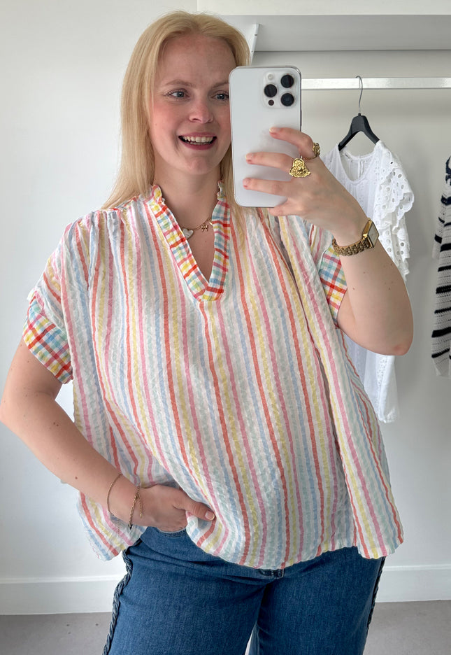 Short Sleeved Rainbow Blouse
