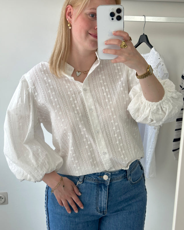 Poofy Off White Blouse
